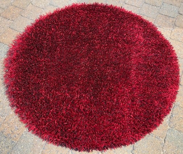 Rond SHAGGY tapijt bordeaukleur (120 cm) : 15 €, Ophalen, Zo goed als nieuw, Rood, Rond