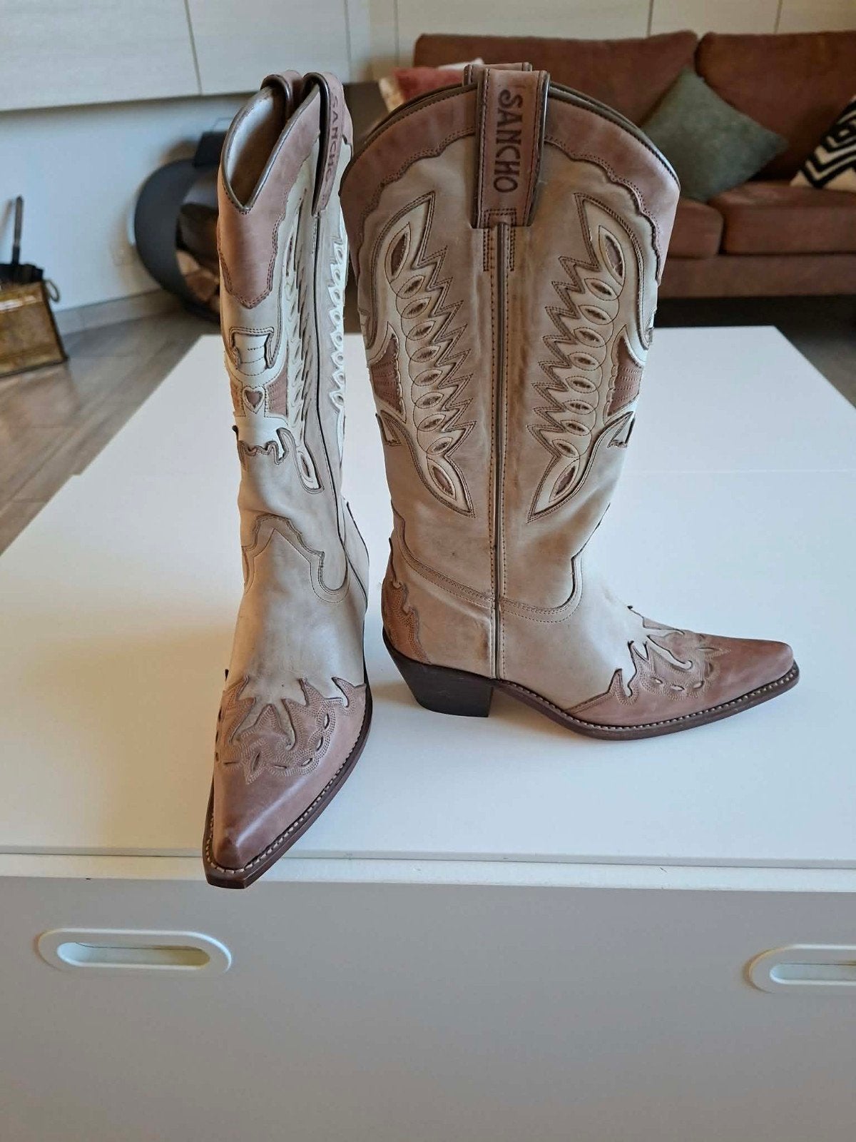 bottes dame sancho, Kleding | Dames, Ophalen, Hoge laarzen, Beige, Zo goed als nieuw