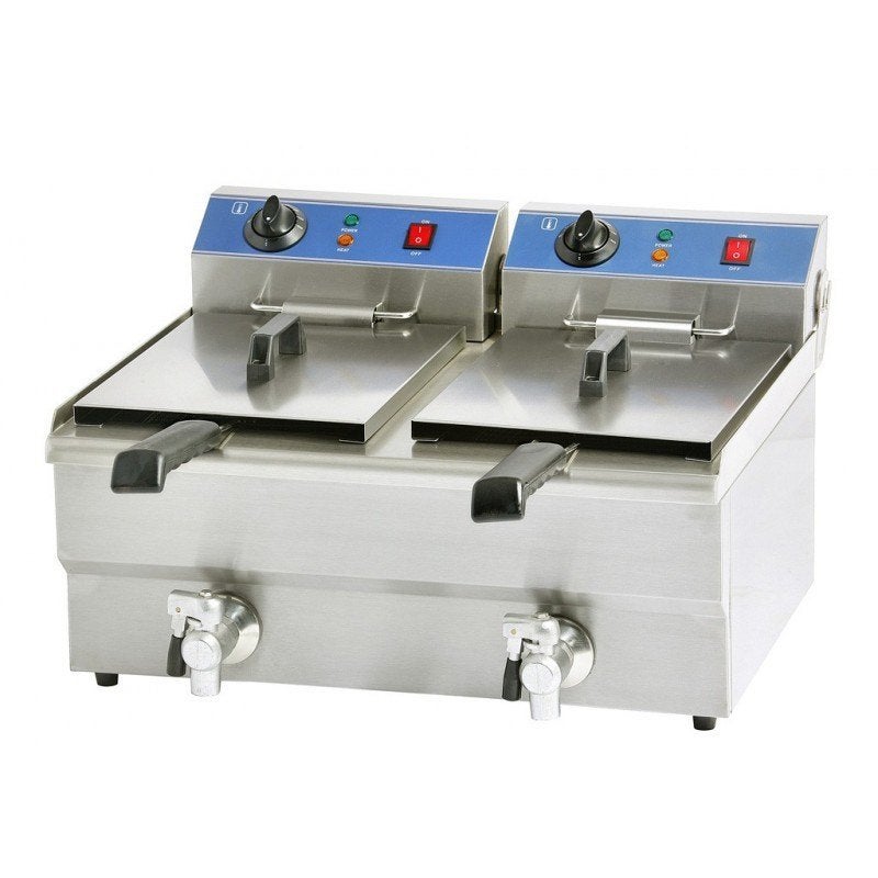 FRITEUSE PRO INOX 2x16L (10 kW) AVEC VIDANGE — NEUVE, Enlèvement ou Envoi, Neuf, dans son emballage, Cuisinière, Friteuse et Grils