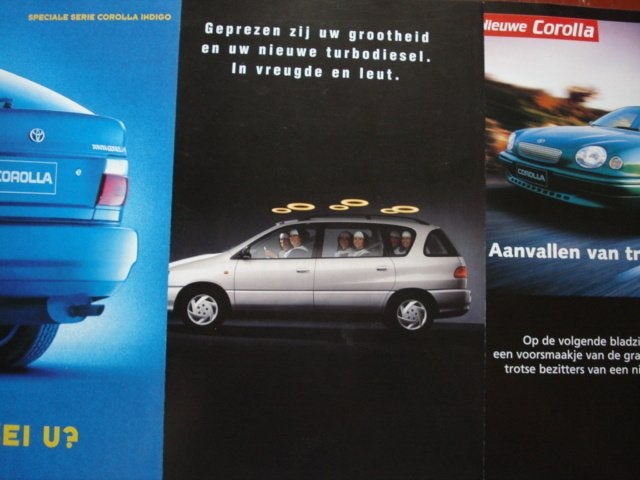 Toyota Corolla Indigo/Picnic TD/Corolla Brochure LOT van 3, Verzenden, Zo goed als nieuw, Toyota