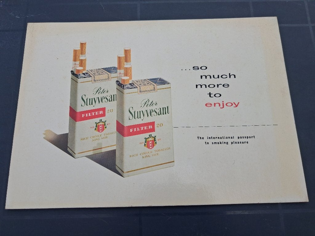 Peter Stuyvesant... carton... timbre fiscal... année 1959., Enlèvement ou Envoi, Comme neuf, Panneau publicitaire
