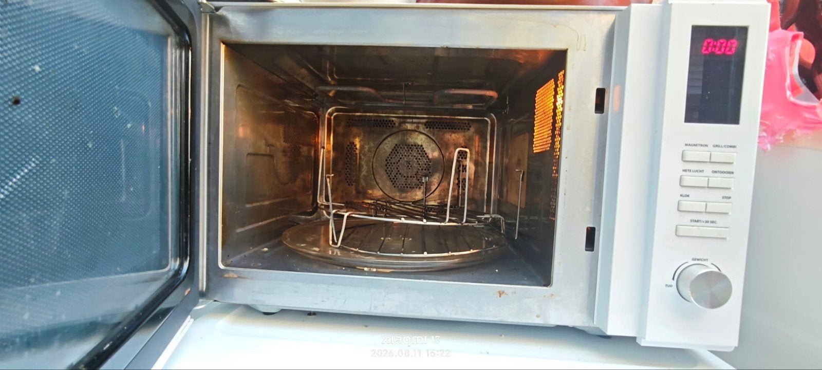 Witte combi-microgolfoven met grill & heteluch, Elektronische apparatuur, Ophalen, Grill, Combi-microgolfoven, Draaiplateau