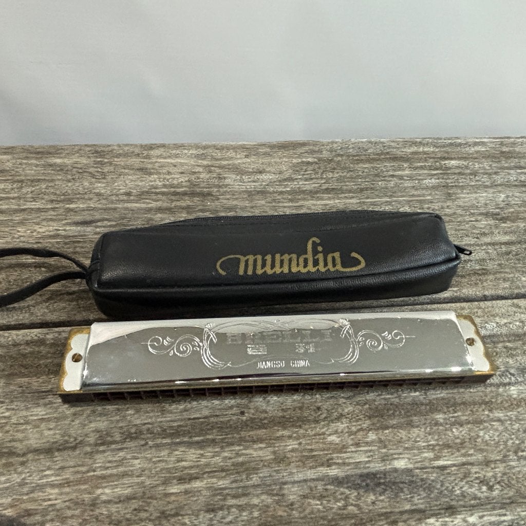 Mondharmonica Brelli met opbergetui Mundia, Ophalen of Verzenden, Gebruikt, Met koffer of doosje
