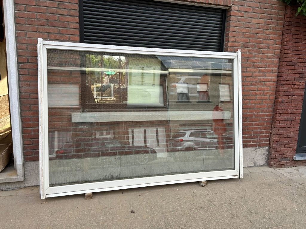 PVC raam met dubbel glas rolluik met motor, Ophalen, Gevelraam of Ruit, Gebruikt, 160 cm of meer