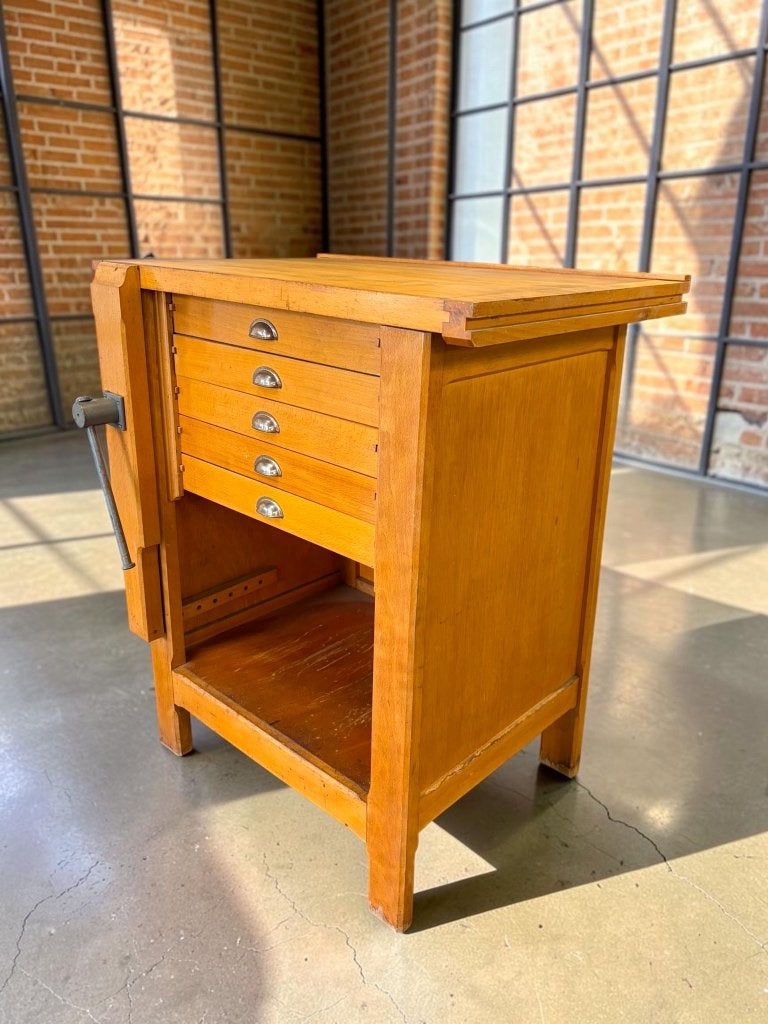 vintage houten werkbank / ladekast / keukeneiland, Antiek en Kunst, Ophalen