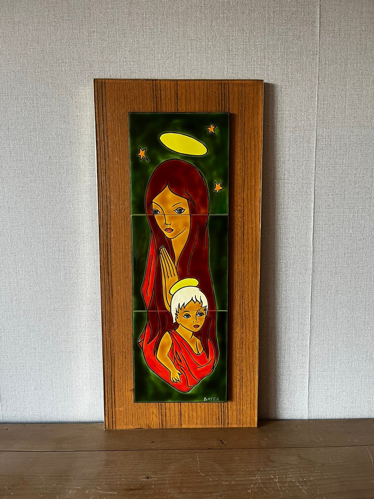 Vintage tegeltableau André Bayer Maria en Jesus, Enlèvement ou Envoi