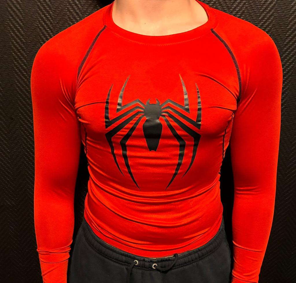 Compressie voor heren Fitness Gym Super Hero RED maat M, Ophalen, Zo goed als nieuw, Buik, Overige typen