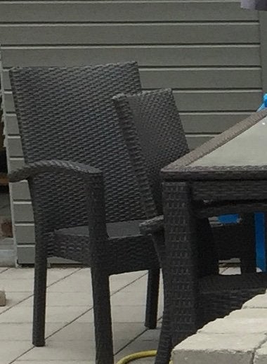 6 stoelen in riet kunststof, Tuin en Terras, Ophalen, Gebruikt, Kunststof, Stoel