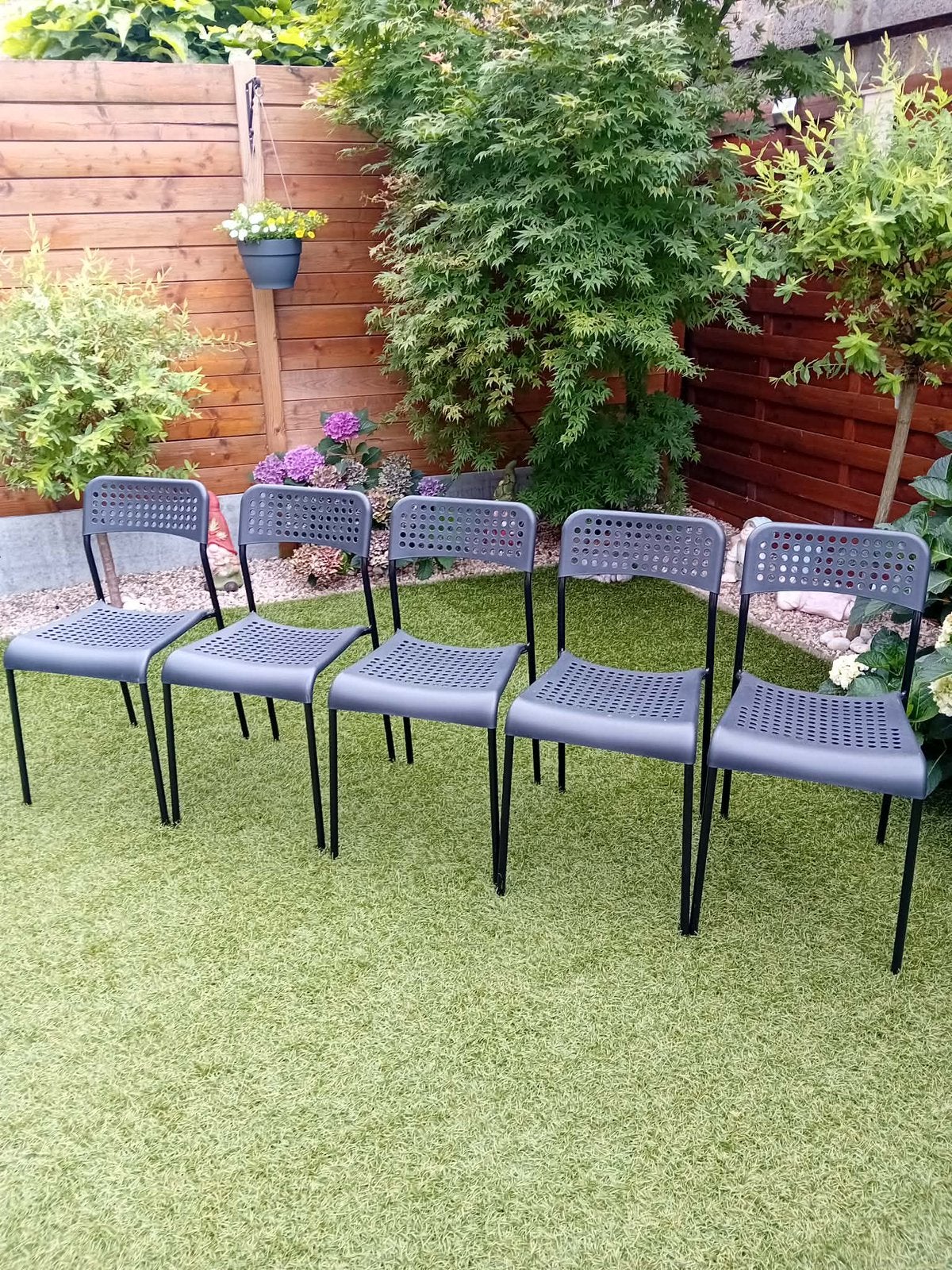 5 stoelen voor binnen of buiten, Ophalen, Kunststof, Zwart, Zo goed als nieuw