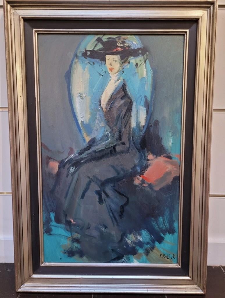 Martin BOLLÉ, dame in blauw, Antiek en Kunst, Ophalen of Verzenden
