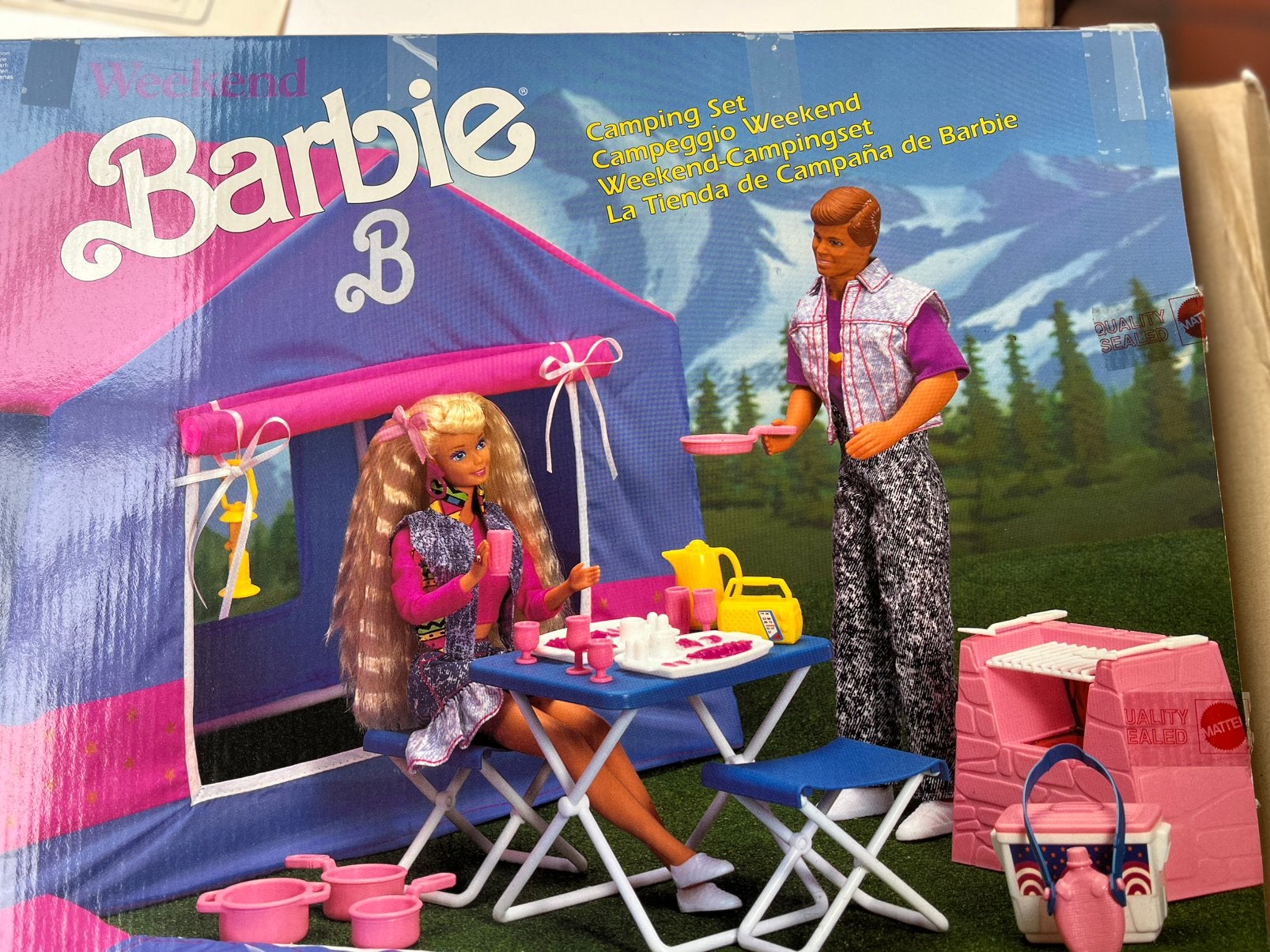 Barbie camping set vintage Mattel 1991, Ophalen of Verzenden, Zo goed als nieuw, Poppenhuis