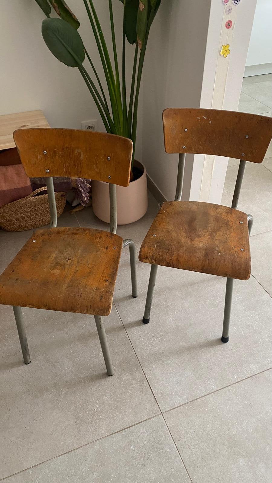 Retro kinderstoeltjes, Ophalen, Gebruikt, Twee, Bruin