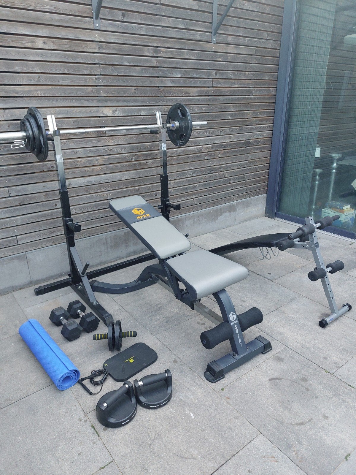 Kit de fitness complet : entraînement à la maison avec banc, Sports & Fitness, Équipement de fitness, Comme neuf, Autres types