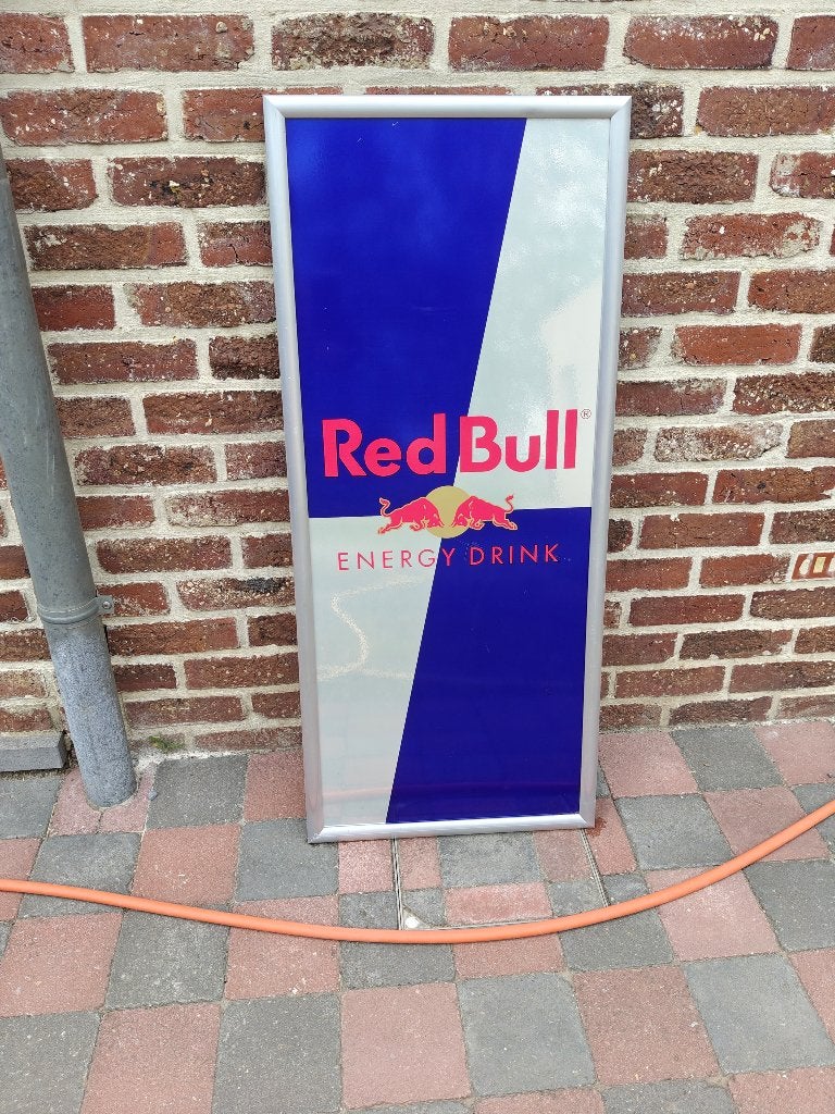 Origineel Red Bull reclamebord 125 x 45 cm, Ophalen, Gebruikt, Reclamebord