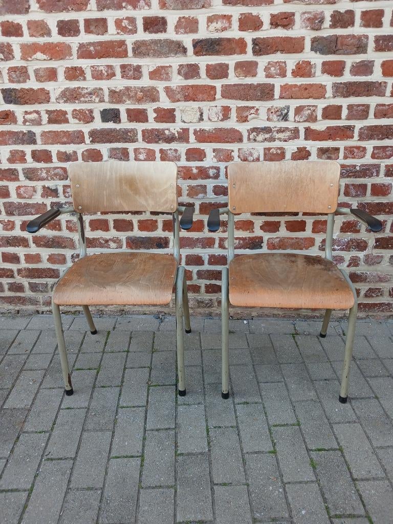 Vintage schoolstoelen, Antiquités & Art, Antiquités | Meubles | Chaises & Canapés, Enlèvement