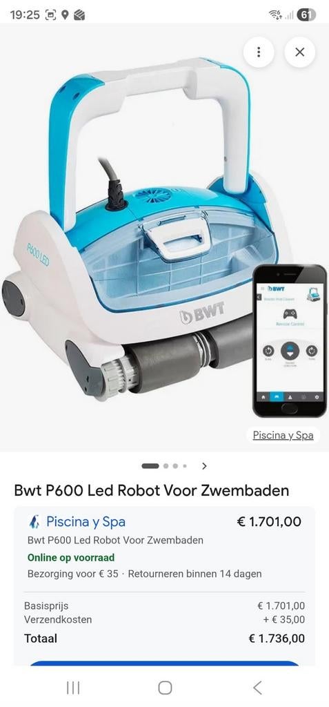 Zwembadrobot bwt p600, Tuin en Terras, Ophalen