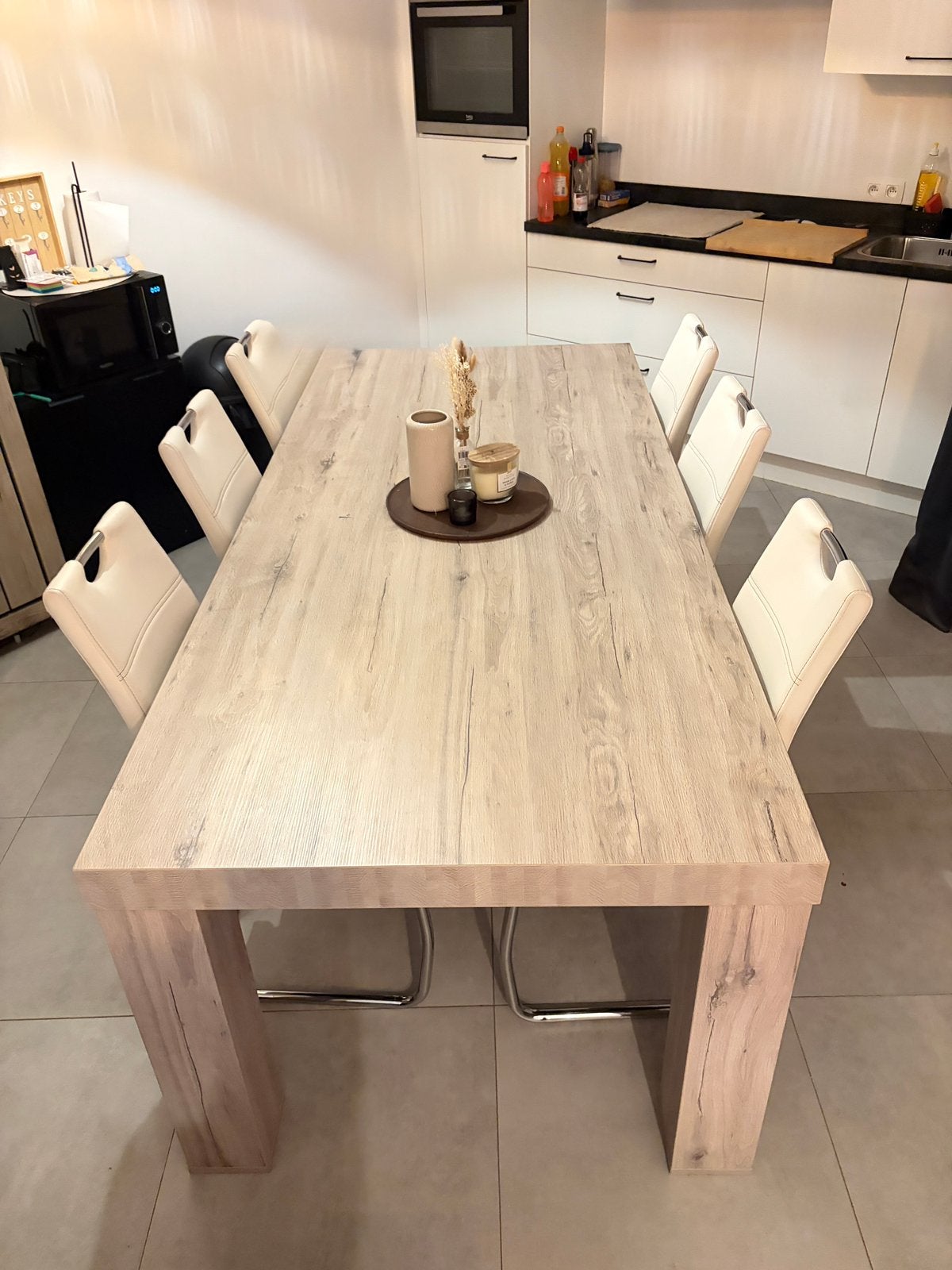 Moderne houten eettafel, Huis en Inrichting, Ophalen