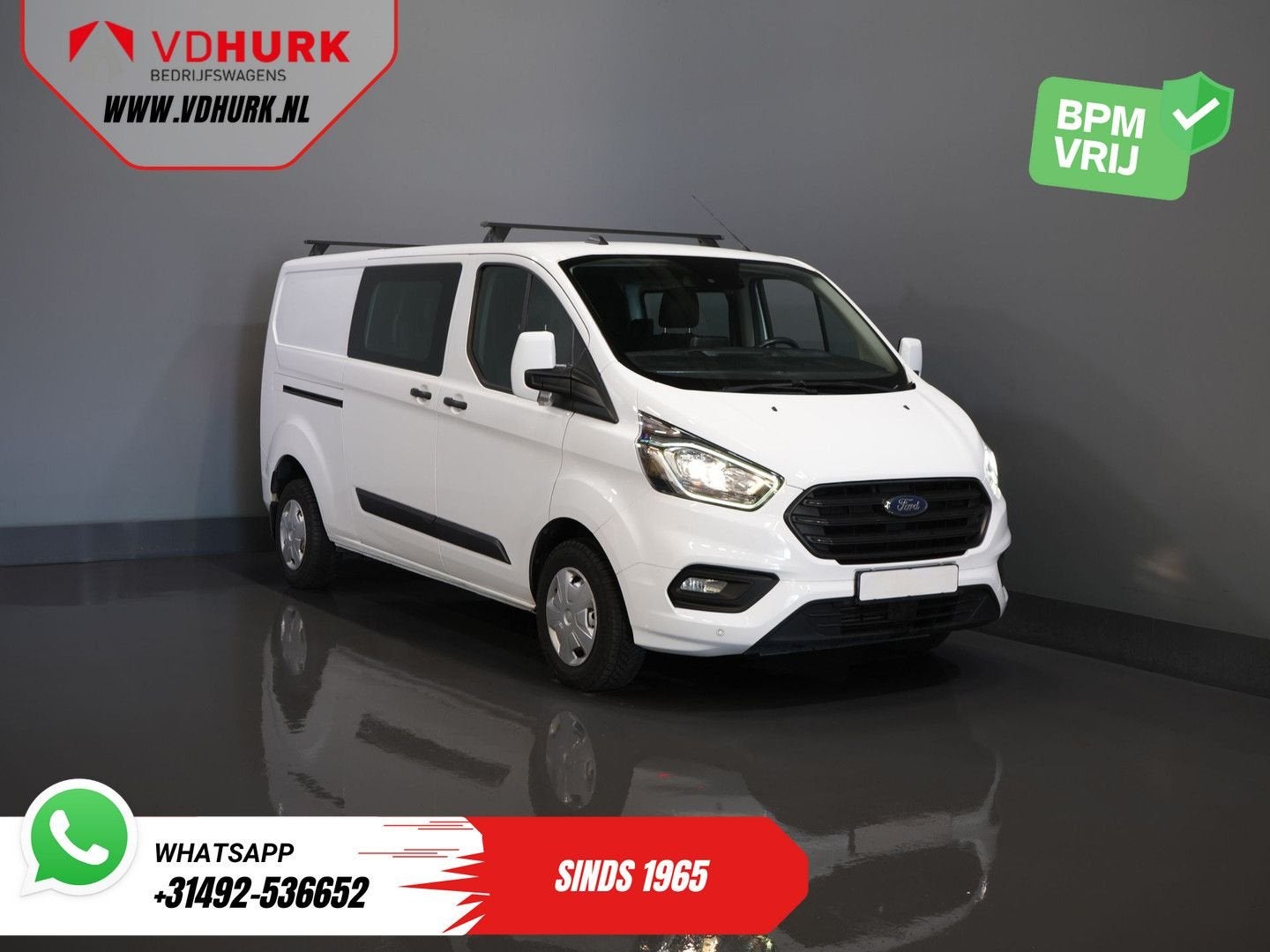 Ford Transit Custom 2.0 TDCI L2 Trend DC Dubbel Cabine Stoel, Auto's, Wit, 202 g/km, Bedrijf, Ford