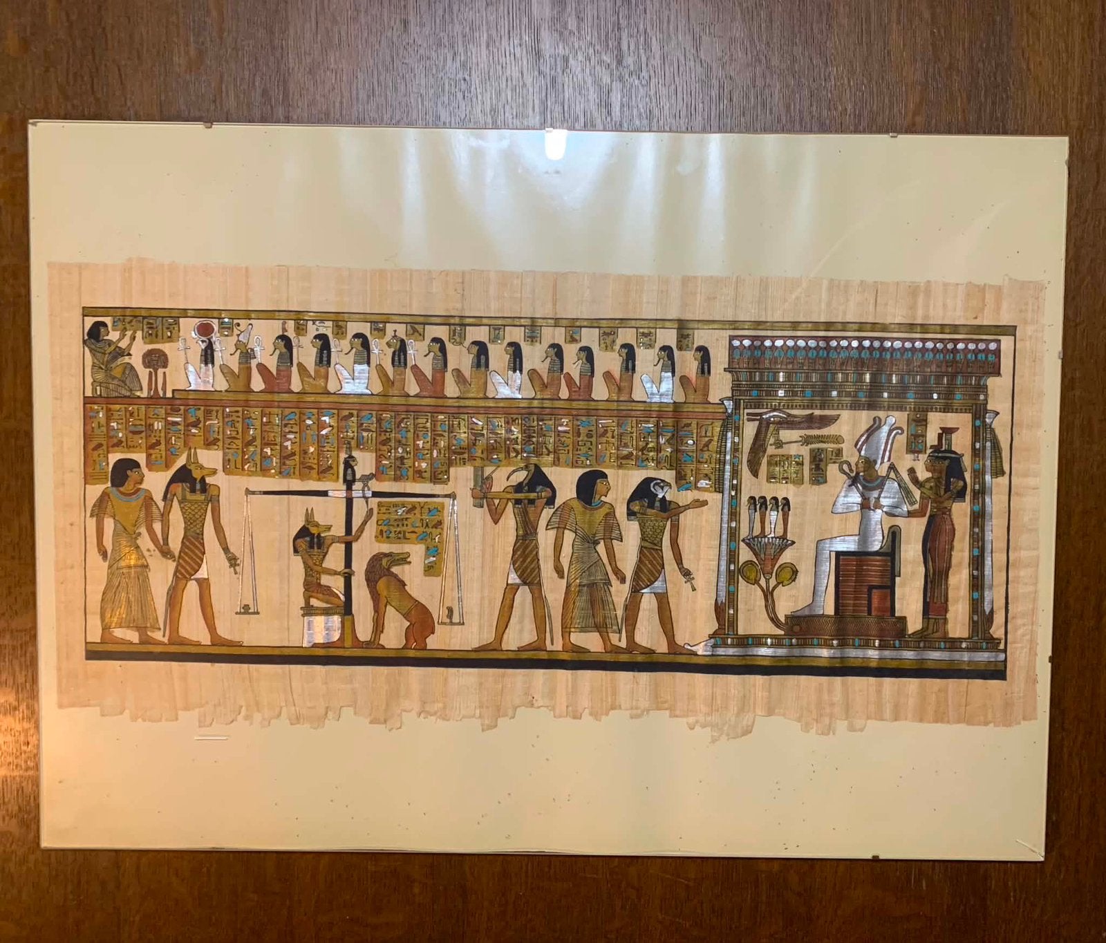 Véritable papyrus égyptien 65 × 30 cm – sans cadre ni vitre, Enlèvement ou Envoi, Comme neuf