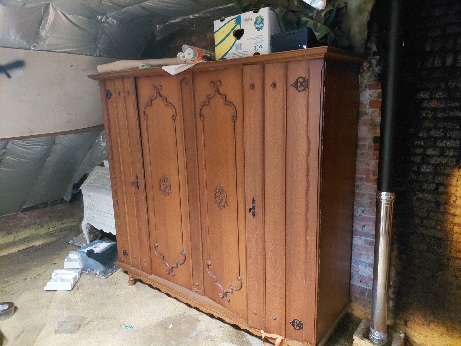 4 deurskleerkast, Huis en Inrichting, Kasten | Kleerkasten, Ophalen, Gebruikt, Overige houtsoorten, Met lade(s)