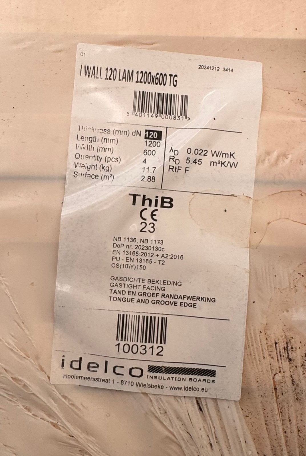 Isolatieplaten Idelco, 120mm, Enlèvement, Mousse rigide (PIR), Isolation des murs, 12 cm ou plus