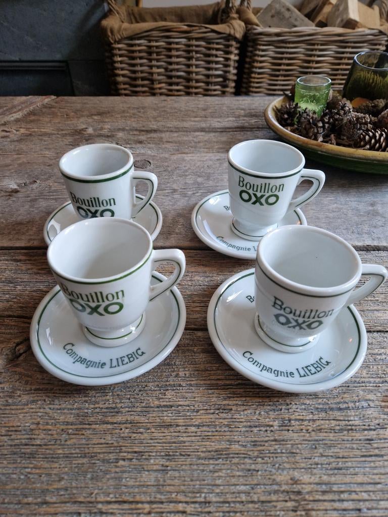 4 tasses et sous tasses Bouillon OXO, Antiquités & Art, Enlèvement ou Envoi