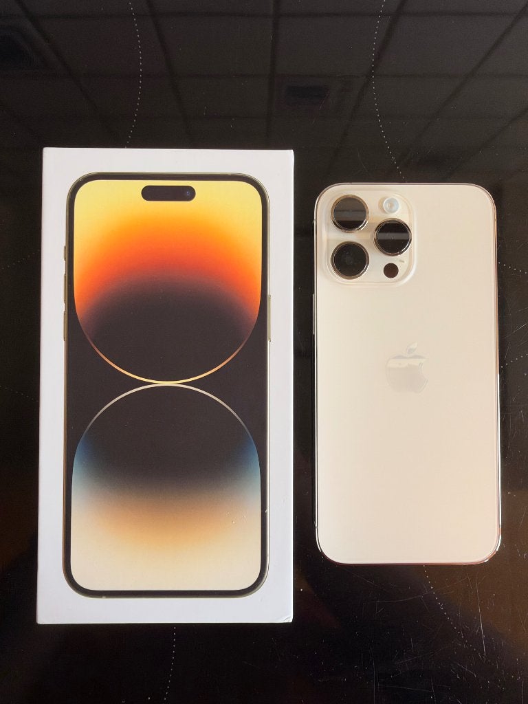 Apple iPhone 14 Pro Max 128 GB Gold – Incl accessoires, Telecommunicatie, Ophalen, 80 %, Met simlock, Zonder abonnement