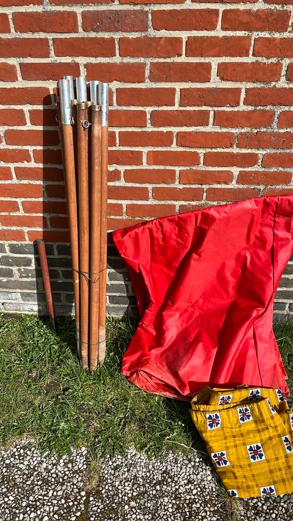 Vintage windscherm met houten stokken, Ophalen, Gebruikt