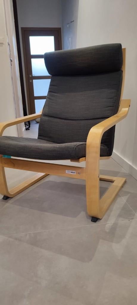 Fauteuil à bascule IKEA en bois avec coussin – Rocking chair, 75 à 100 cm, Enlèvement, Utilisé, 50 à 75 cm
