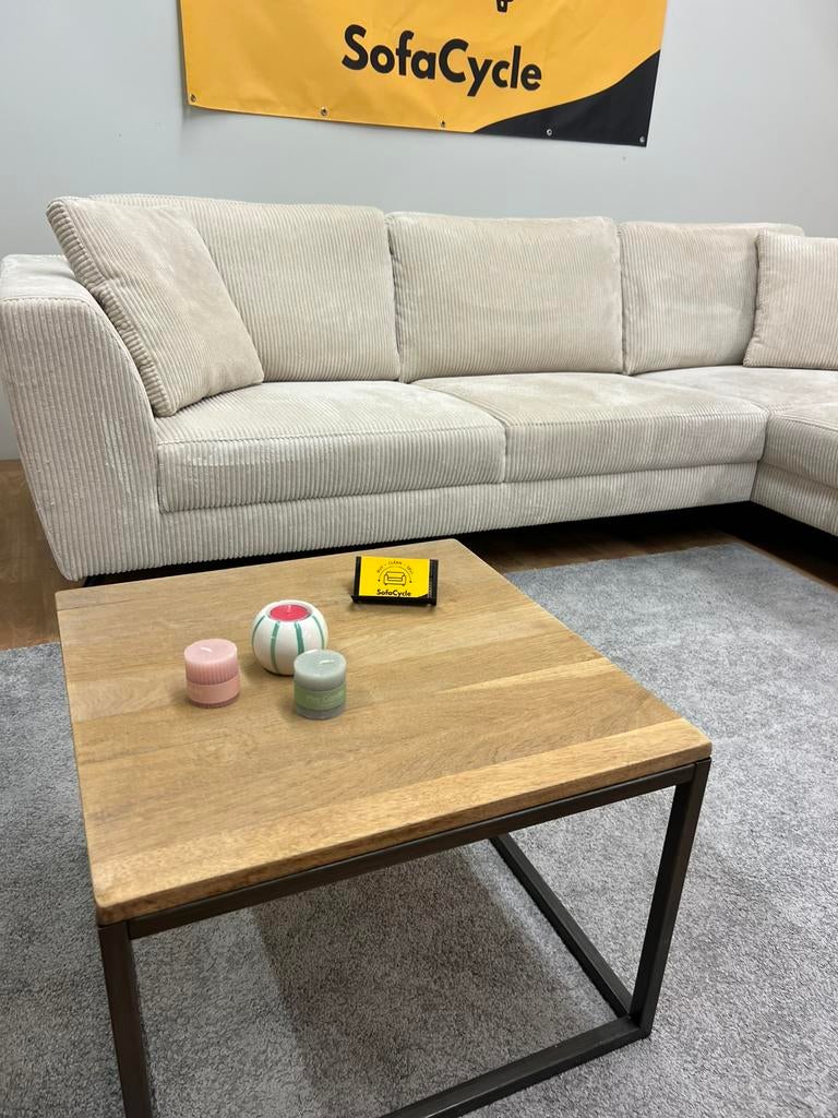 Witte Ribstof zetel / SofaCycle / Levering mogelijk, Ophalen of Verzenden