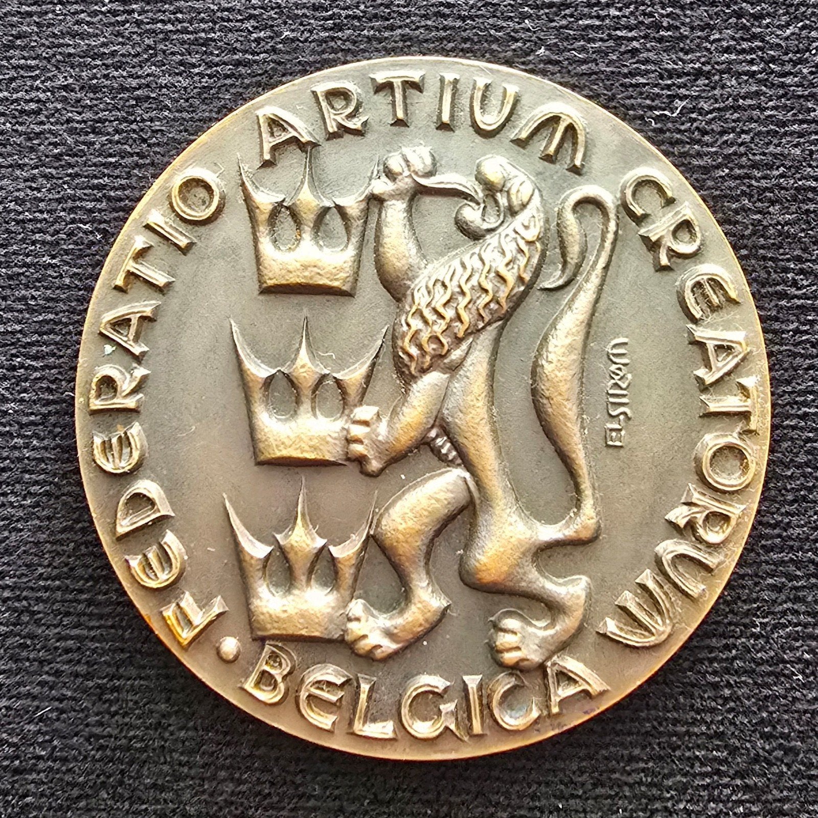 Fonson-medaille Brussel 1958 zeldzame Elstrom-kunsttentoonst, Postzegels en Munten, Penningen en Medailles, Ophalen of Verzenden