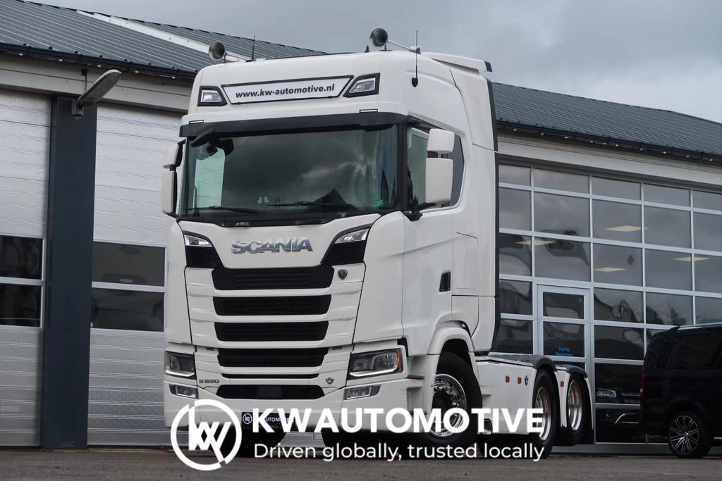 Scania S650 V8 NGS 6X2/ FULL AIR/ RETARDER/ EG-PTO/ ACC/ PAR, Auto's, Euro 6, Scania, Lederen bekleding, Wit
