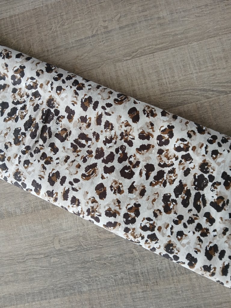 Coupon poplin katoen panterprint (2,35 m), Bruin, 120 cm of meer, Ophalen of Verzenden, Katoen