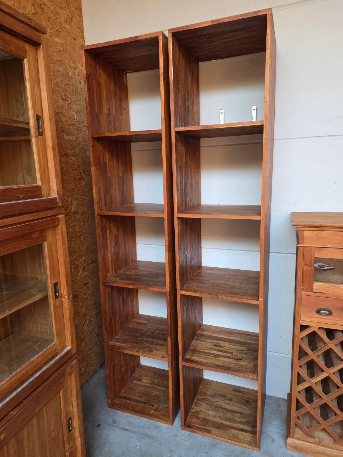 Open teakhouten vakkenkast, gebruikte staat (2beschikbaar), Huis en Inrichting, Ophalen