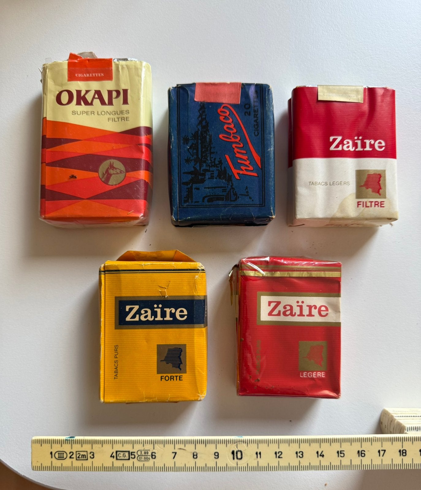 Congo / Zaïre : 5 paquets de cigarettes.  Tabac Zaïre., Enlèvement ou Envoi, Utilisé, Autres types