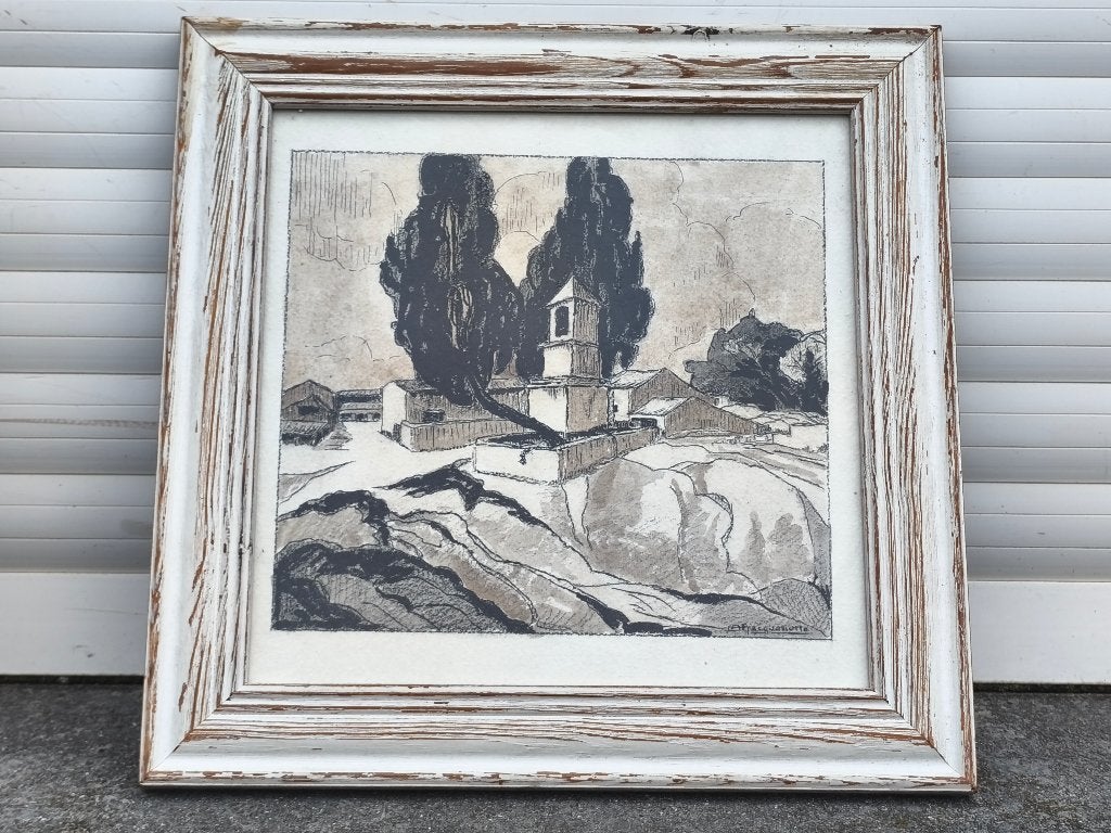 Aquarelle sainte maxime mausolée signe Albert Jacquemotte, Antiquités & Art, Enlèvement ou Envoi
