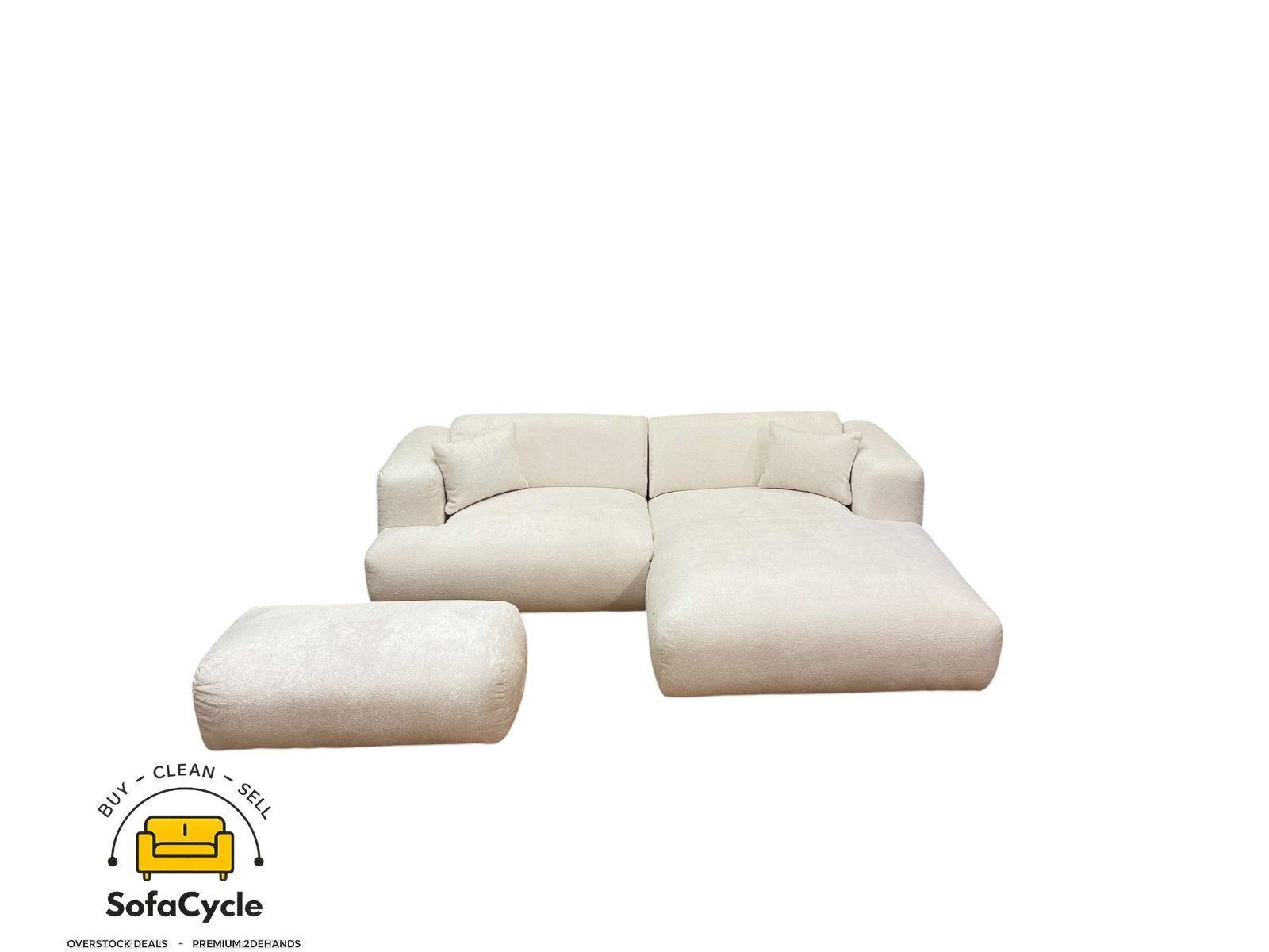 Nieuwe Witte Boucle Hoekzetel - SofaCycle / TOPDEAL, Huis en Inrichting, Ophalen of Verzenden, SofaCycle, Info@sofacycle.be