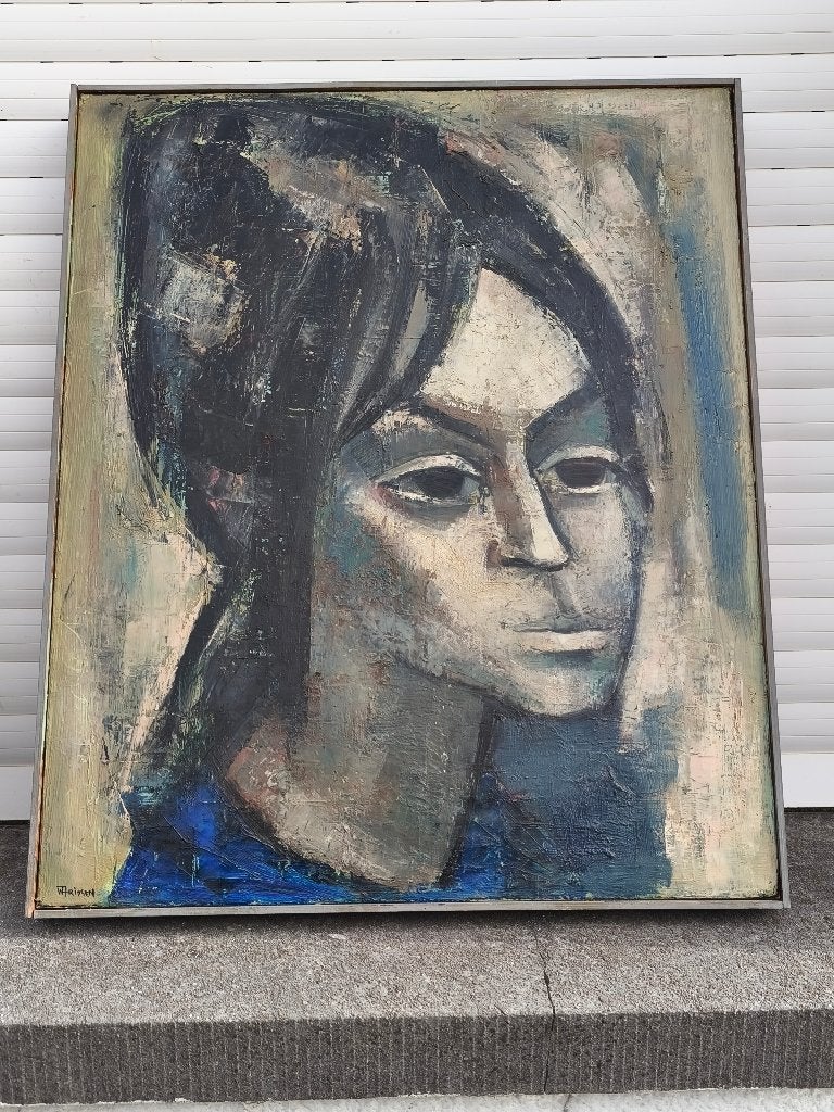 Huile sur toile femme signe Willy frissen, Antiek en Kunst, Ophalen of Verzenden, Doek