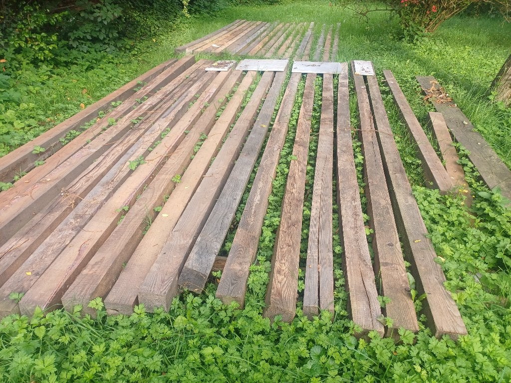 Poutre en bois 10 x 10 L 410cm, 50 mm ou plus, Enlèvement, Utilisé, Poutre
