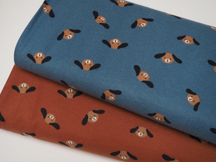 4643) 2 mètres flanelle en coton chien brun rouille / bleu, Hobby & Loisirs créatifs, Tissus & Chiffons, Neuf, Enlèvement ou Envoi