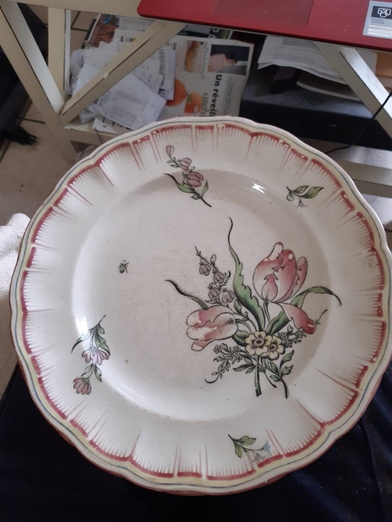 Lot : 2 assiettes 19e - faïence Lunéville Keller & Guérin, Enlèvement ou Envoi
