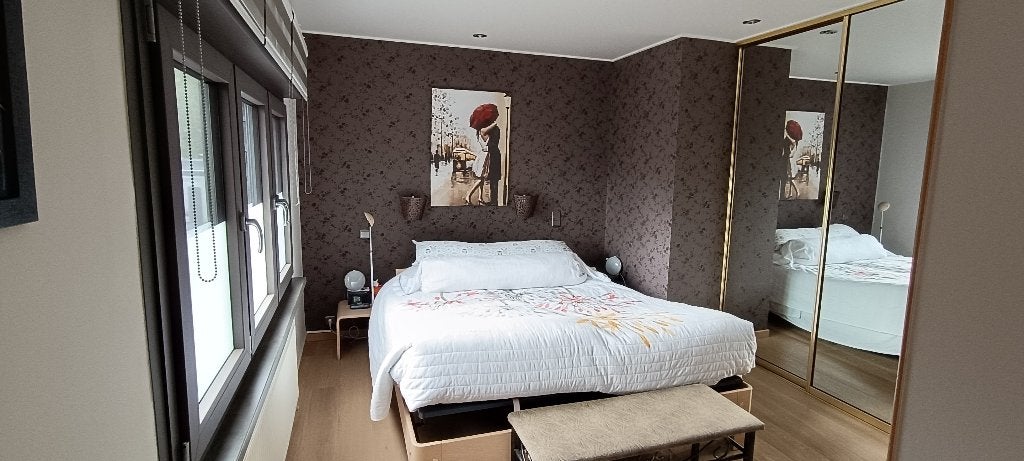 Auping Auronde bed 180 x 200  hoofdeinde en nachtkastje, Ophalen, Beige, Tweepersoons, Zo goed als nieuw