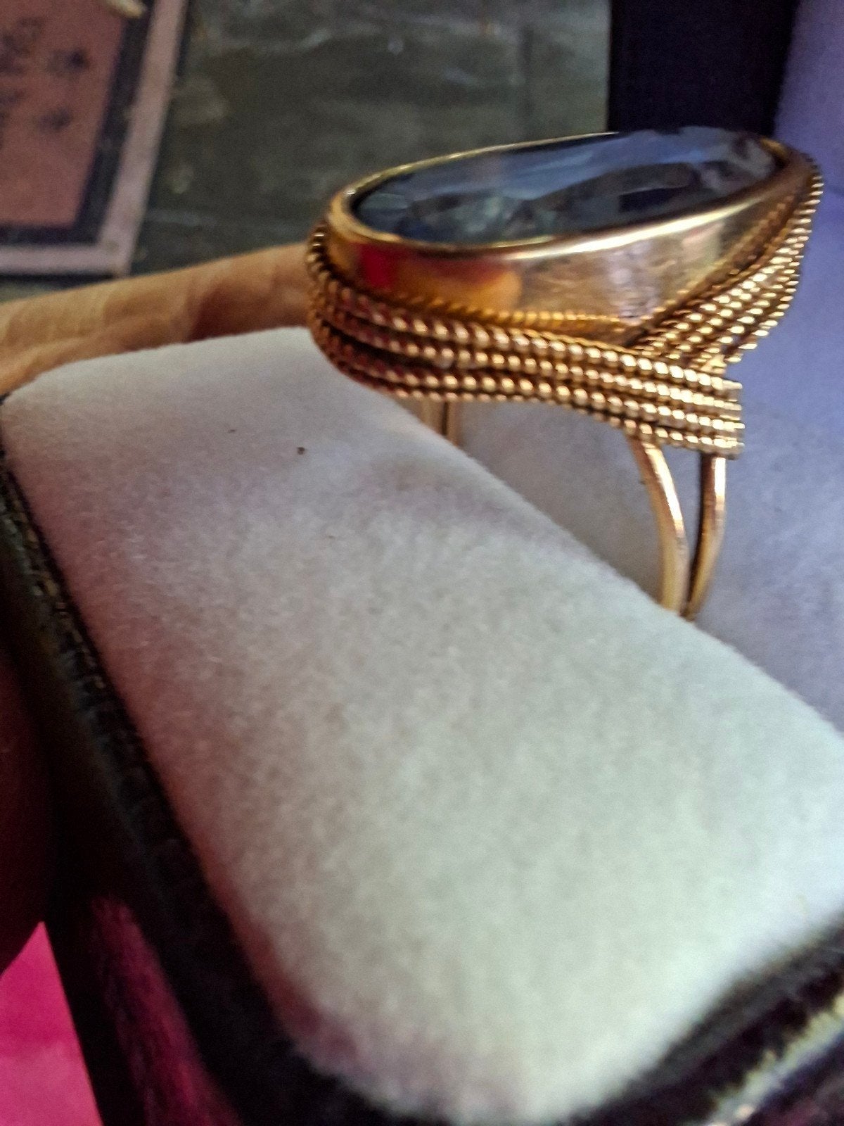 Vintage 18 karaat gouden ring met  natuurlijke aquamarijn, 18 tot 19, Ophalen of Verzenden, Zo goed als nieuw, Met edelsteen