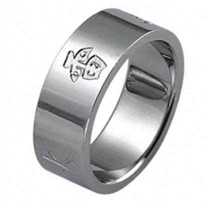 Unisex stalen ring met Chinese tekens, Ophalen of Verzenden, Nieuw, IJzer of Staal, Dame of Heer