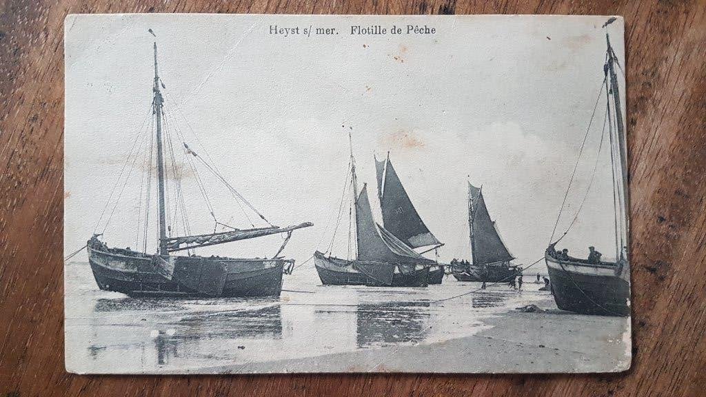 Postkaart Heist Heyst s/Mer Flotille de Pêche Vissersboot, Verzamelen, Ophalen of Verzenden, Voor 1920, Gelopen, West-Vlaanderen