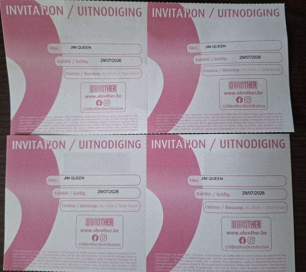4 entrées cinéma JIM QUEEN, Tickets & Billets, Trois personnes ou plus, Billet gratuit films spécifiques