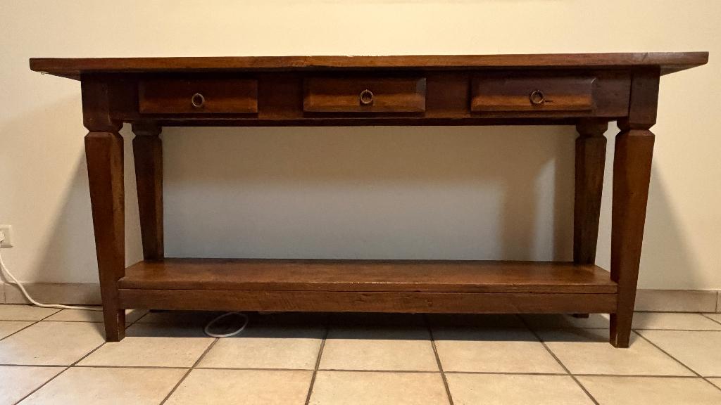 Stevige wandtafel, Huis en Inrichting, Tafels | Sidetables, Ophalen, Zo goed als nieuw, 150 tot 200 cm, Overige houtsoorten