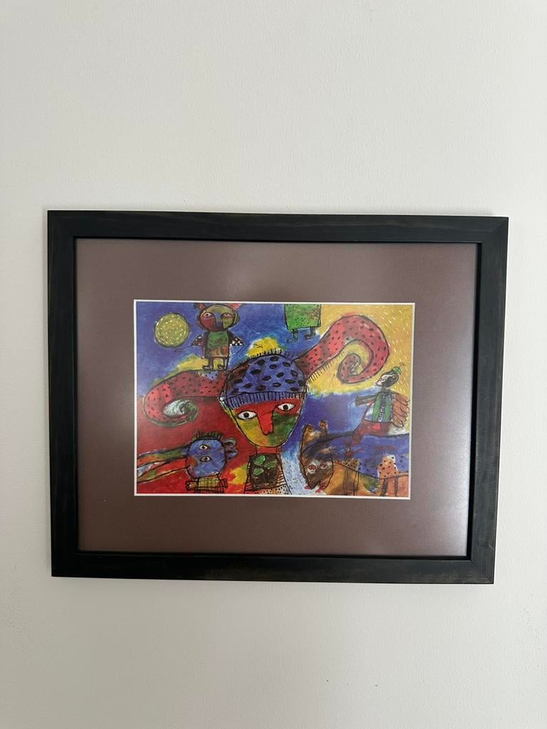 Kleurrijk modern kunstwerk in kader, Enlèvement