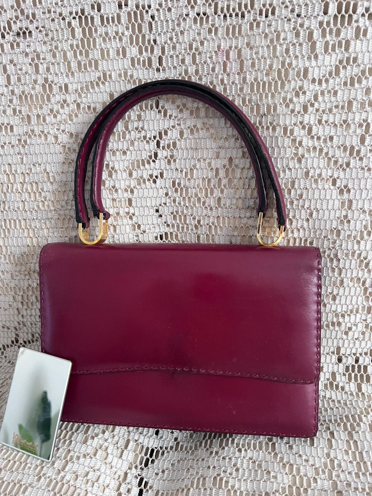 DELVAUX tas model Pain Brûlé bordeaux leer, Ophalen of Verzenden, Zo goed als nieuw