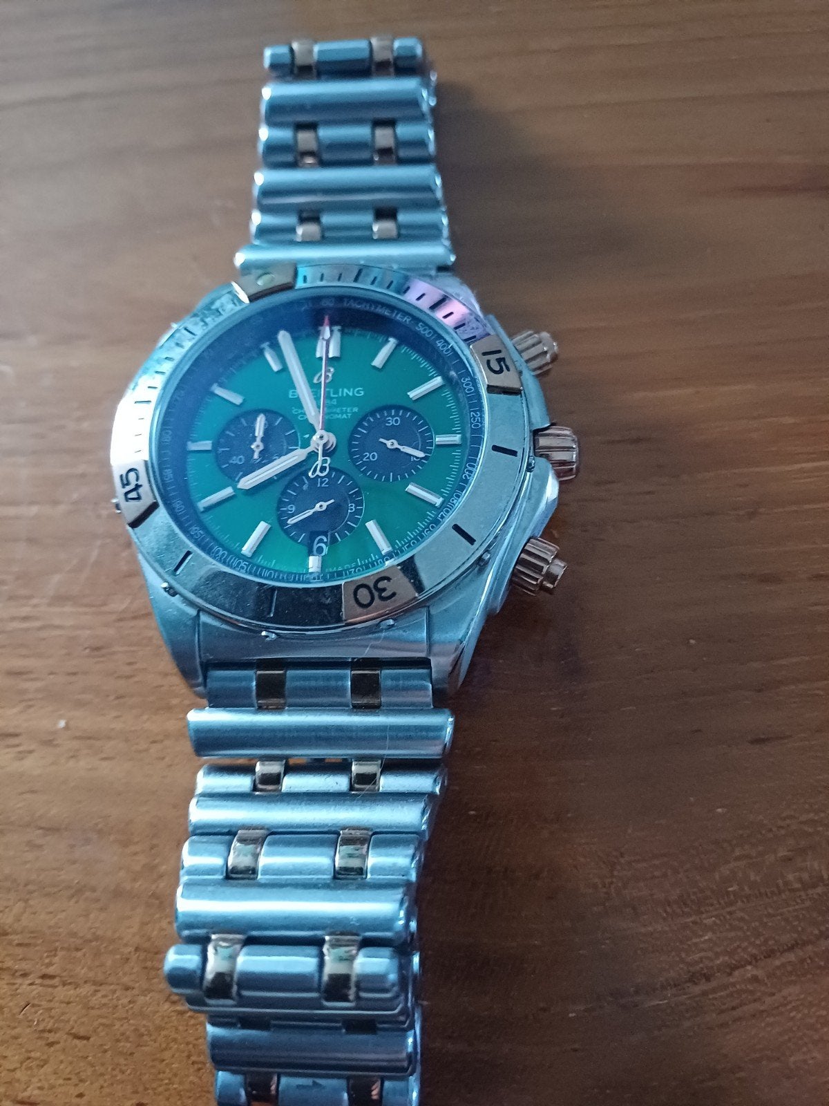 breitling met myota uurwerk, Bijoux, Sacs & Beauté, Montres | Hommes, Enlèvement ou Envoi, Breitling, Acier, Acier